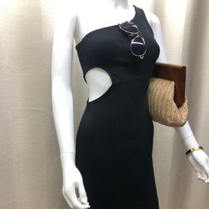 Zara black cutout one shoulder dress